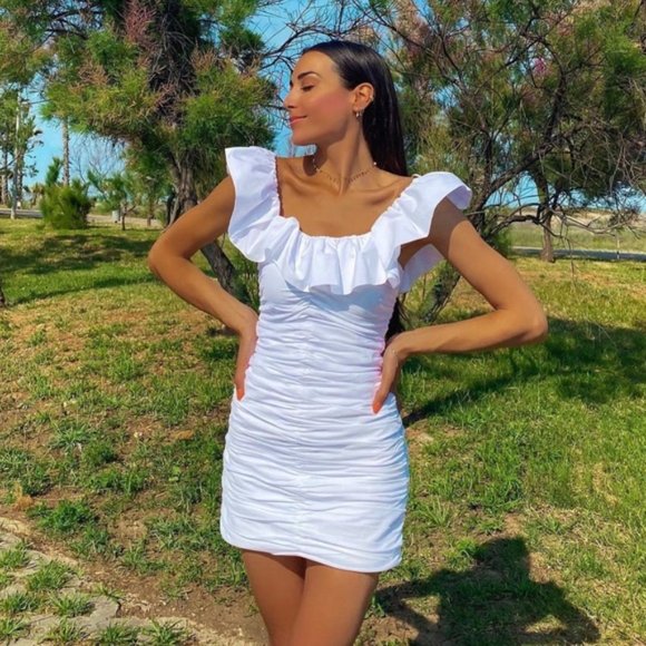 Zara White Draped Poplin Dress - Picture 6 of 8